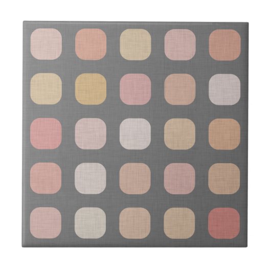 Pastel Peach Orange Rosa Runder Platz Art Muster Fliese (Vorderseite)