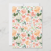 Pastel Peach Peonies Floral Wreath Baby Dusche Einladung (Rückseite)