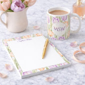 Pastel Peach Purple Spring Floral Name Notepad Notizblock
