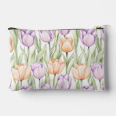 Pastel Peach Purple Tulips Monogram Cosmetic Zubehörtasche (Rückseite)