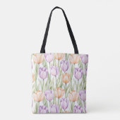 Pastel Peach Purple Tulips Pattern Spring Floral Tasche (Rückseite)