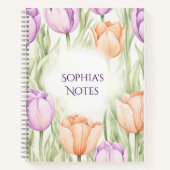 Pastel Peach Purple Tulips Spring Floral Name Notizblock (Vorderseite)