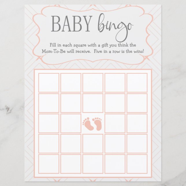 Pastel Peach und Cream Geometric Baby Bingo (Vorderseite)
