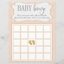 Pastel Peach und Gold Geometric Baby Bingo