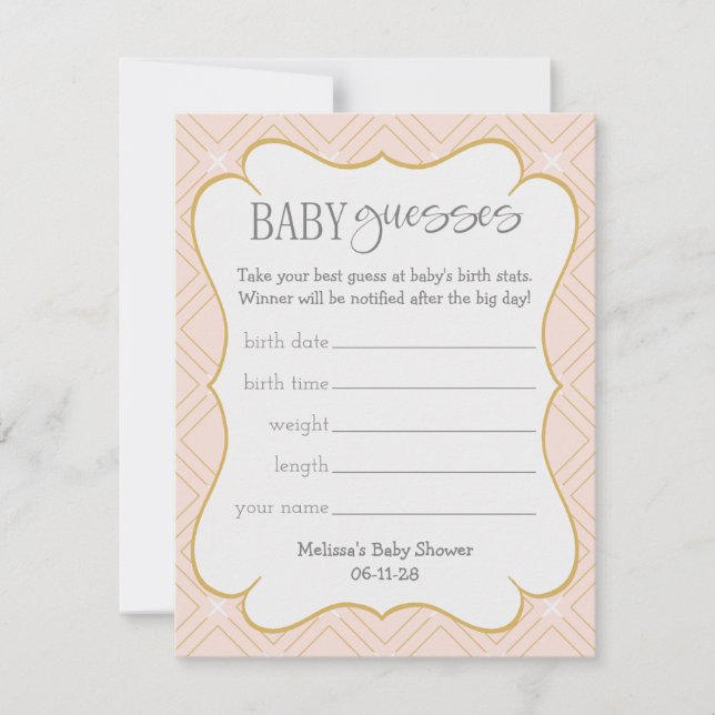 Pastel Peach und Gold Geometric Baby Ratings (Vorderseite)