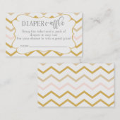 Pastel Peach und Gold Zig Zag Diaper Raffle Begleitkarte (Vorne/Hinten)