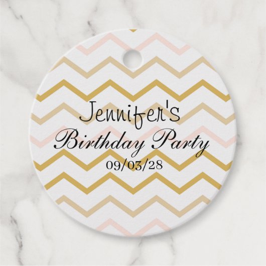 Pastel Peach und Gold Zig Zag Geschenkanhänger (Vorderseite)