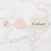Pastel Peach und Gold Zig Zag Konfetti (Rückseiten)