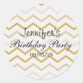 Pastel Peach und Gold Zig Zag Runder Aufkleber (Vorderseite)