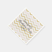 Pastel Peach und Gold Zig Zag Serviette (Ecke)