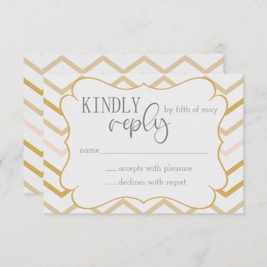 Pastel Peach und Gold Zig Zag UAWG Begleitkarte (Vorne/Hinten)