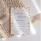 Pastel Peach und Gold Zig Zag Virtuelle Einladung