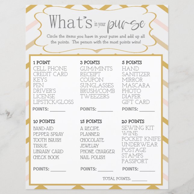 Pastel Peach und Gold Zig Zag Was in Ihrer Tasche (Vorderseite)