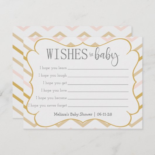 Pastel Peach und Gold Zig Zag Wünsche für Baby (Vorne/Hinten)