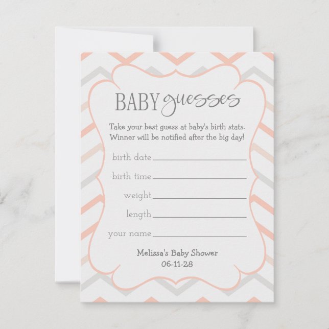 Pastel Peach und Gray Zig Zag Baby Ratesses (Vorderseite)