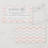 Pastel Peach und Gray Zig Zag Diaper Raffle Begleitkarte (Vorne/Hinten)