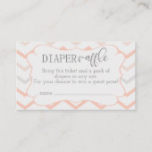 Pastel Peach und Gray Zig Zag Diaper Raffle Begleitkarte (Vorderseite)