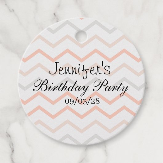Pastel Peach und Gray Zig Zag Geschenkanhänger (Vorderseite)