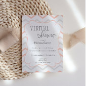 Pastel Peach und Gray Zig Zag Virtual Einladung