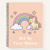 Pastel Peach Unicorn Rainbow Personalized Notizblock (Vorderseite)