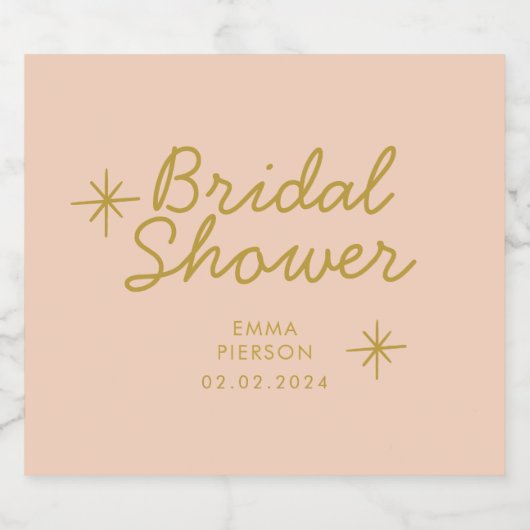 Pastel Peachy Brautparty Schaumweinetikett (Einzelnes Label)