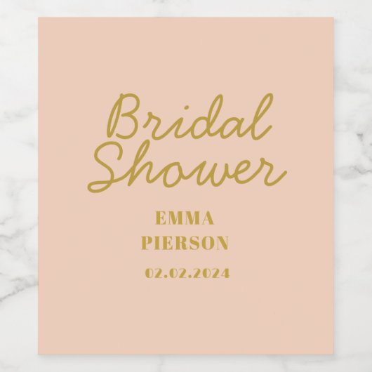 Pastel Peachy Brautparty Weinetikett (Einzelnes Label)