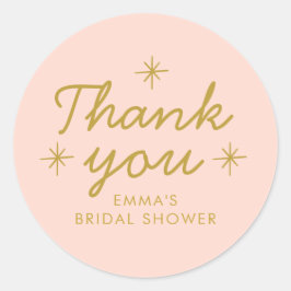 Pastel Peachy Handschrift Brautparty Runder Aufkleber