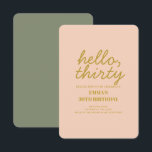 Pastel Peachy Hello Thirty Birthday Einladung<br><div class="desc">Pastel Pink Golden Hello Thirty Typografie Geburtstagseinladung</div>