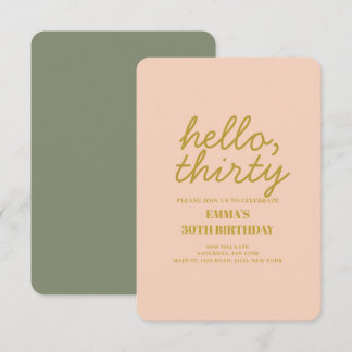 Pastel Peachy Hello Thirty Birthday Einladung