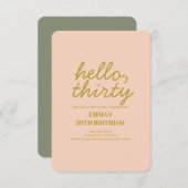 Pastel Peachy Hello Thirty Birthday Einladung (Vorne/Hinten)