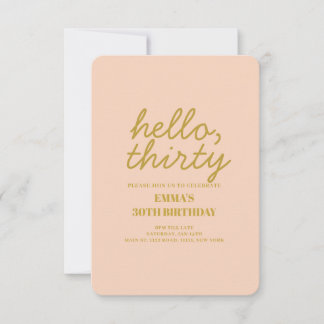 Pastel Peachy Hello Thirty Birthday Einladung
