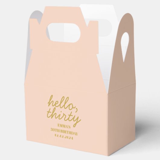 Pastel Peachy Hello Thirty Birthday Favor Box Geschenkschachtel (Geöffnet)