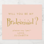 Pastel Peachy Pink Bridesmaid Vorschlag Geschenk Schaumweinetikett (Einzelnes Label)