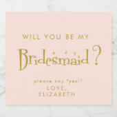 Pastel Peachy Pink Bridesmaid Vorschlag Geschenk Schaumweinetikett (Einzelnes Label)