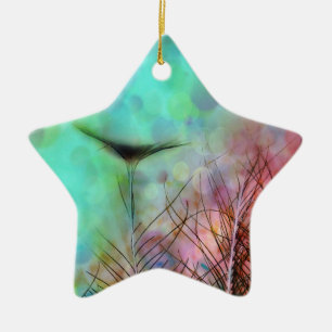 Pastel Peacock Feathers Keramik Ornament