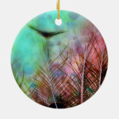 Pastel Peacock Feathers Keramikornament (Hinten)