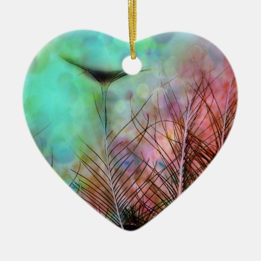 Pastel Peacock Feathers Keramikornament (Vorne)