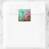Pastel Peacock Feathers Quadratischer Aufkleber (Tasche)