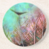 Pastel Peacock Feathers Sandstein Untersetzer (Vorne)