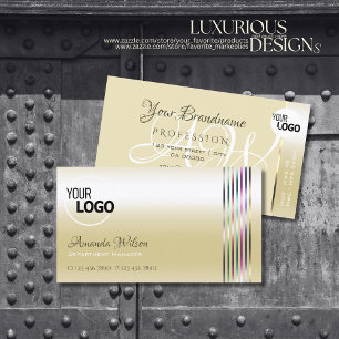 Pastel Pearl Cream Shimmery mit Logo und Initialen Visitenkarte