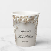 Pastel Pearls Elegantes Brautparty Pappbecher (Rückseite)