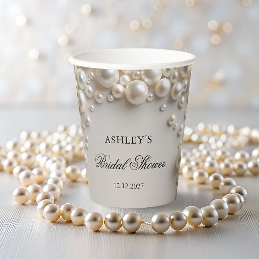 Pastel Pearls Elegantes Brautparty Pappbecher