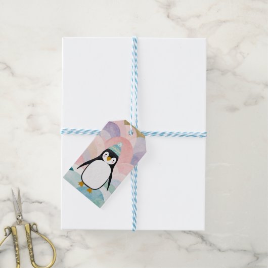 Pastel Penguin Peak Geschenkanhänger (Mit Garn)