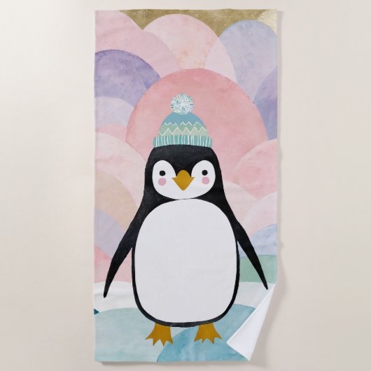 Pastel Penguin Peak Strandtuch (Vorderseite)