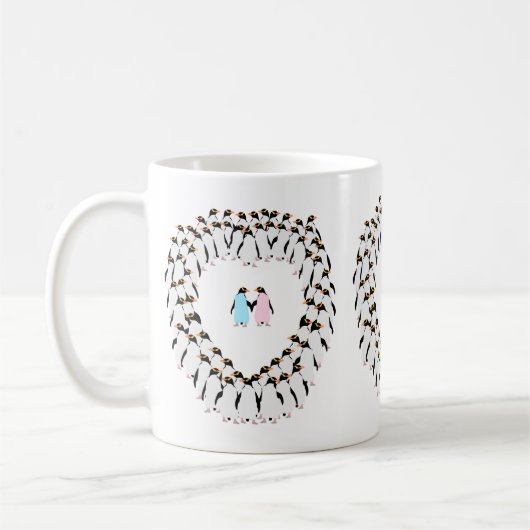 Pastel Penguins Herzbecher Kaffeetasse (Links)