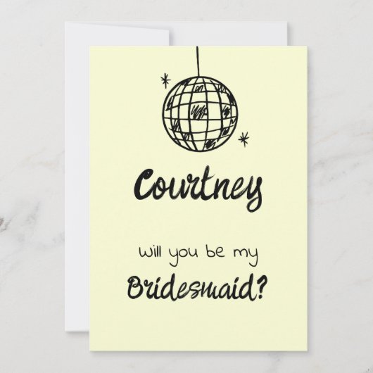 Pastel Penmanship Bridesmaid Buttercreme Einladung (Vorderseite)