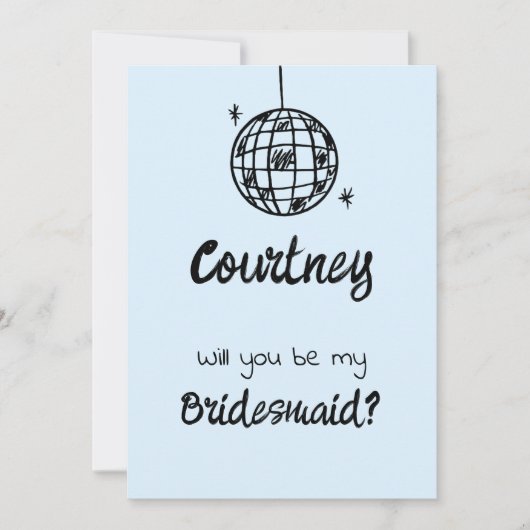 Pastel Penmanship Bridesmaid Einladung Cloud Blue (Vorderseite)