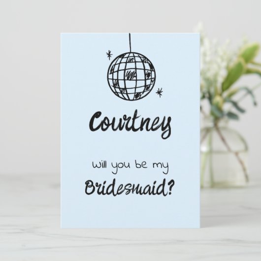 Pastel Penmanship Bridesmaid Einladung Cloud Blue (Stehend Vorderseite)