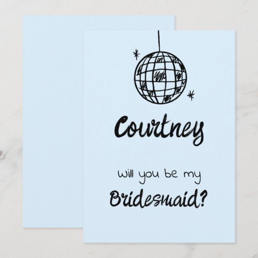 Pastel Penmanship Bridesmaid Einladung Cloud Blue (Vorne/Hinten)