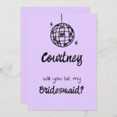 Pastel Penmanship Bridesmaid Invitation Lavender Einladung (Vorne/Hinten)